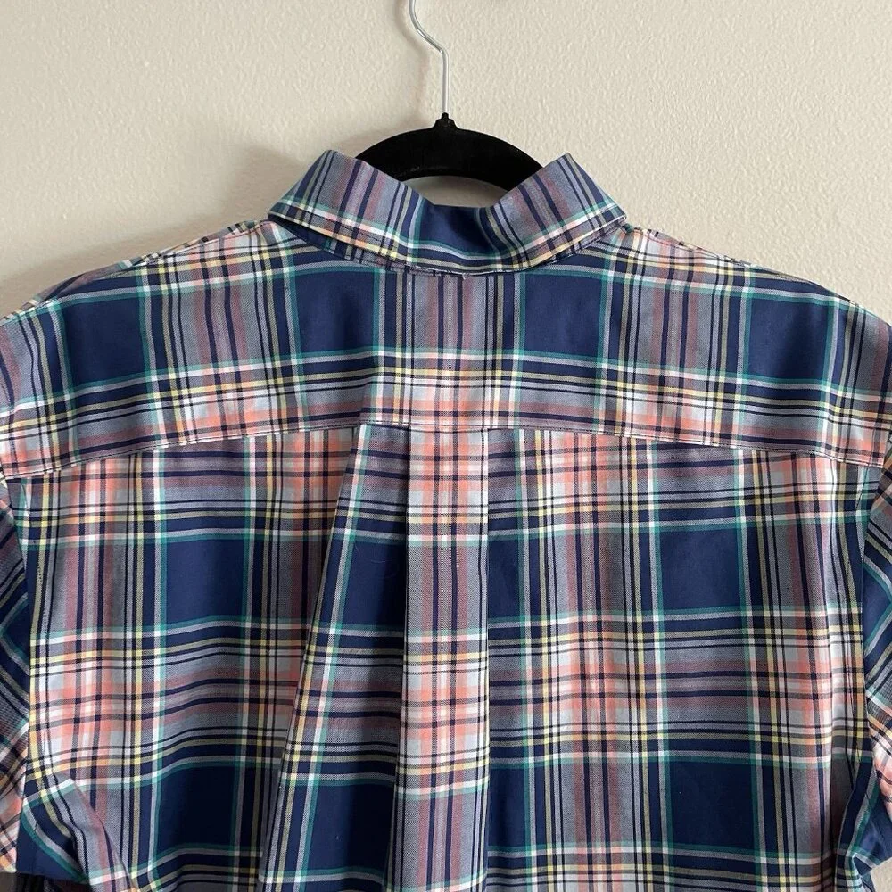 Lands' End Men SZ S - 14-14 1/2 Blue Plaid Short Sleeve Button Down Casual Shirt - Picture 10 of 10